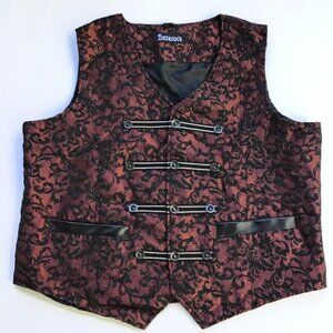 Darkrock Vest Size 2X-3X Red Black Brocade Gothic Emo Punk Medieval Jacket